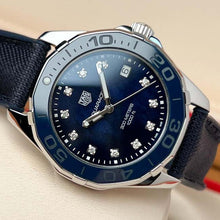 Load image into Gallery viewer, Tag Heuer Aquaracer Quartz Mother of Pearl Blue Dial Blue NATO Strap Watch for Women - WAY131L.FT6091