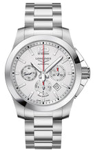Load image into Gallery viewer, Longines Conquest Automatic Chronograph Stainless Steel Silver Dial Date Divers Mens Watch L3.801.4.76.6