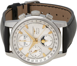 Longines Conquest Heritage Automatic Chronograph Moonphase Silver Dial Day-Date-Month Mens Watch L1.642.4.77.2