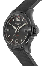 Load image into Gallery viewer, Longines Conquest V.H.P. Black PVD Black Dial Black Rubber Strap Perpetual Calendar Date Quartz Mens Watch L3.716.2.56.9