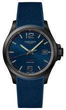 Load image into Gallery viewer, Longines Conquest V.H.P. Black PVD Blue Dial Blue Rubber Strap Perpetual Calendar Date Quartz Mens Watch L3.726.2.96.9