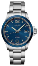Load image into Gallery viewer, Longines Conquest V.H.P. Ceramic &amp; Stainless Steel Blue Dial Perpetual Calendar Date Quartz Mens Watch L3.729.4.96.6