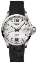 Load image into Gallery viewer, Longines Conquest V.H.P. Stainless Steel Silver Dial Black Rubber Strap Perpetual Calendar Date Quartz Mens Watch L3.726.4.76.9