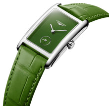 Load image into Gallery viewer, Longines DolceVita Monochrome Stainless Steel Green Dial Green Leather Strap Quartz Womens Watch L5.512.4.60.2