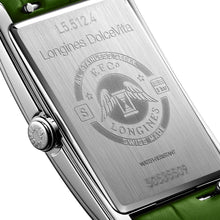 Load image into Gallery viewer, Longines DolceVita Monochrome Stainless Steel Green Dial Green Leather Strap Quartz Womens Watch L5.512.4.60.2
