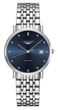 Load image into Gallery viewer, Longines Elegant Automatic Stainless Steel Blue Dial Diamonds Date Mens Watch L4.810.4.97.6