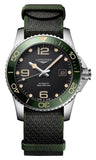 Longines HydroConquest Automatic Stainless Steel Black Dial Green NATO Nylon Strap Date Divers Mens Watch L3.781.4.05.2