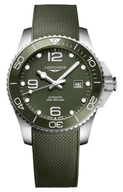 Longines HydroConquest Automatic Stainless Steel Green Dial Green Rubber Strap Date Divers Mens Watch L3.782.4.06.9