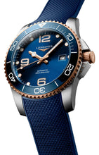 Load image into Gallery viewer, Longines HydroConquest Automatic Stainless Steel &amp; Rose Gold PVD Blue Dial Blue Rubber Strap Date Divers Mens Watch L3.781.3.98.9