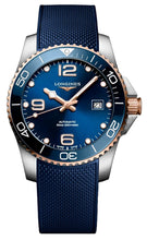 Load image into Gallery viewer, Longines HydroConquest Automatic Stainless Steel &amp; Rose Gold PVD Blue Dial Blue Rubber Strap Date Divers Mens Watch L3.781.3.98.9