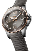Load image into Gallery viewer, Longines HydroConquest Automatic Stainless Steel &amp; Rose Gold PVD Gray Dial Gray Rubber Strap Date Divers Mens Watch L3.780.3.78.9