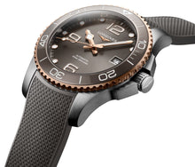 Load image into Gallery viewer, Longines HydroConquest Automatic Stainless Steel &amp; Rose Gold PVD Gray Dial Gray Rubber Strap Date Divers Mens Watch L3.780.3.78.9