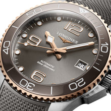 Load image into Gallery viewer, Longines HydroConquest Automatic Stainless Steel &amp; Rose Gold PVD Gray Dial Gray Rubber Strap Date Divers Mens Watch L3.780.3.78.9