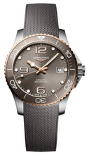 Load image into Gallery viewer, Longines HydroConquest Automatic Stainless Steel &amp; Rose Gold PVD Gray Dial Gray Rubber Strap Date Divers Mens Watch L3.780.3.78.9