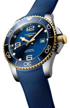 Load image into Gallery viewer, Longines HydroConquest Automatic Stainless Steel &amp; Yellow Gold PVD Blue Dial Blue Rubber Strap Date Divers Mens Watch L3.782.3.96.9