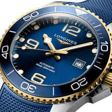 Load image into Gallery viewer, Longines HydroConquest Automatic Stainless Steel &amp; Yellow Gold PVD Blue Dial Blue Rubber Strap Date Divers Mens Watch L3.782.3.96.9