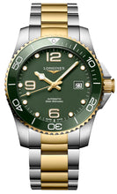 Load image into Gallery viewer, Longines HydroConquest Automatic Stainless Steel &amp; Yellow Gold PVD Green Dial Date Divers Mens Watch L3.781.3.06.7