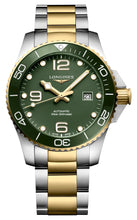 Load image into Gallery viewer, Longines HydroConquest Automatic Stainless Steel &amp; Yellow Gold PVD Green Dial Date Divers Mens Watch L3.782.3.06.7