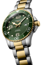 Load image into Gallery viewer, Longines HydroConquest Automatic Stainless Steel &amp; Yellow Gold PVD Green Dial Date Divers Mens Watch L3.782.3.06.7