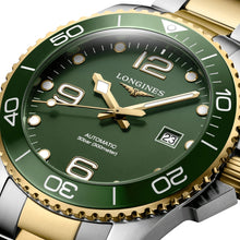 Load image into Gallery viewer, Longines HydroConquest Automatic Stainless Steel &amp; Yellow Gold PVD Green Dial Date Divers Mens Watch L3.782.3.06.7