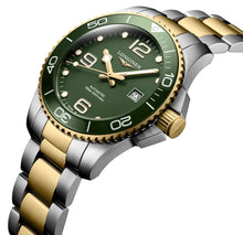 Load image into Gallery viewer, Longines HydroConquest Automatic Stainless Steel &amp; Yellow Gold PVD Green Dial Date Divers Mens Watch L3.782.3.06.7