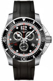 Longines HydroConquest Chronograph Stainless Steel Black Rubber Strap Black Dial Date Quartz Divers Mens Watch L3.843.4.56.2