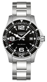 Longines HydroConquest Stainless Steel Black Dial Date Divers Quartz Mens Watch L3.740.4.56.6