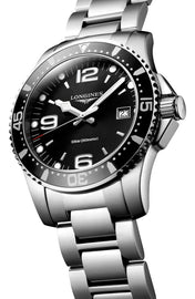 Longines HydroConquest Stainless Steel Black Dial Date Divers Quartz Mens Watch L3.740.4.56.6