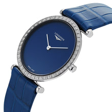 Load image into Gallery viewer, Longines La Grande Classique Monochrome Stainless Steel Blue Dial Blue Leather Strap Diamonds Quartz Womens Watch L4.523.0.90.2
