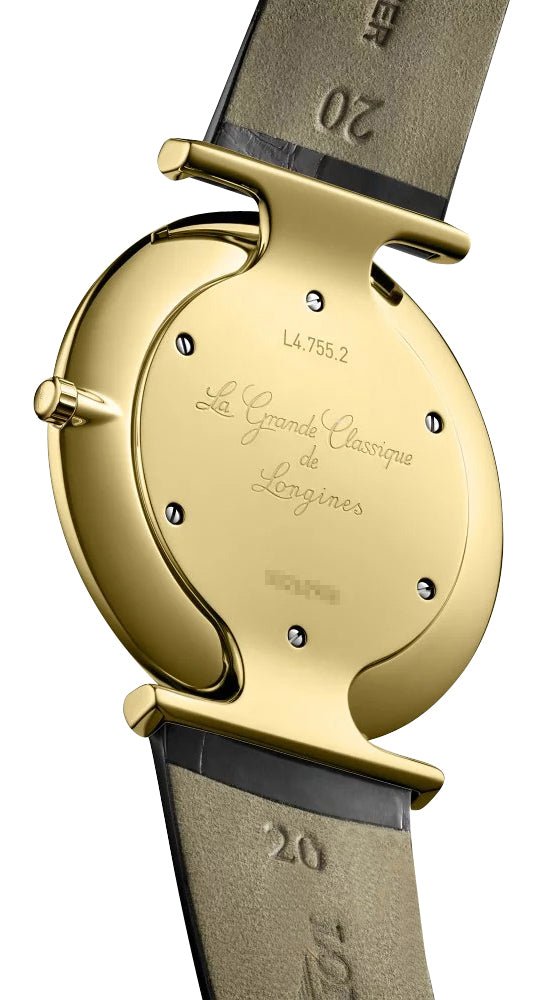 Longines La Grande Classique Yellow Gold PVD Gold Dial Black Leather Strap Quartz Mens Watch L4.755.2.32.2