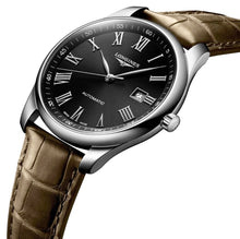 Load image into Gallery viewer, Longines Master Collection Automatic Stainless Steel Black Dial Brown Leather Strap Date Mens Watch L2.893.4.59.2