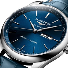 Load image into Gallery viewer, Longines Master Collection Automatic Stainless Steel Blue Dial Blue Leather Strap Date/Month Mens Watch L2.910.4.92.0