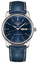 Load image into Gallery viewer, Longines Master Collection Automatic Stainless Steel Blue Dial Blue Leather Strap Date/Month Mens Watch L2.910.4.92.0