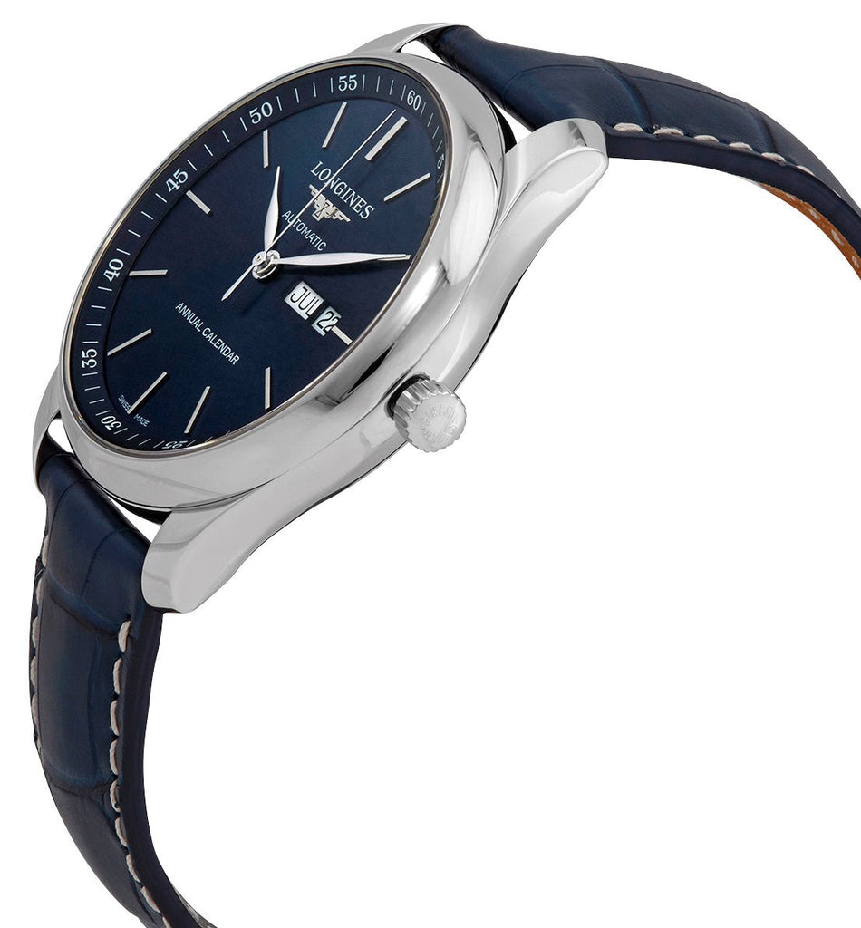 Longines Master Collection Automatic Stainless Steel Blue Dial Blue Leather Strap Date/Month Mens Watch L2.920.4.92.0