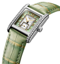Load image into Gallery viewer, Longines Mini DolceVita Stainless Steel Green Dial Green Leather Strap Diamonds Quartz Womens Watch L5.200.0.05.2