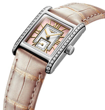 Load image into Gallery viewer, Longines Mini DolceVita Stainless Steel Pink Dial Pink Leather Strap Diamonds Quartz Womens Watch L5.200.0.99.2