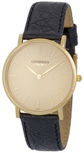 Load image into Gallery viewer, Longines Presence 18K Yellow Gold L48246322 Black Leather Strap Quartz Mens Watch Gold Tone Dial