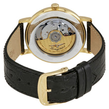 Load image into Gallery viewer, Longines Presence Automatic Yellow Gold PVD White Dial Black Leather Strap Date Mens Watch L4.921.2.12.2