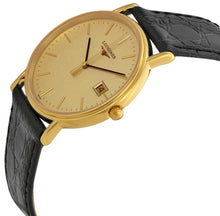 Load image into Gallery viewer, Longines Presence Unisex Gold PVD Case Black Leather Strap Watch L47202322