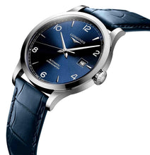 Load image into Gallery viewer, Longines Record Automatic COSC Stainless Steel Blue Dial Blue Leather Strap Date Mens Watch L2.821.4.96.4
