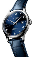 Load image into Gallery viewer, Longines Record Automatic COSC Stainless Steel Blue Dial Blue Leather Strap Date Mens Watch L2.821.4.96.4