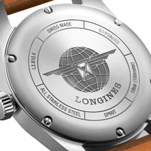 Load image into Gallery viewer, Longines Spirit Automatic Chronometer Stainless Steel Silver Dial Brown Leather Strap Date Mens Watch L3.810.4.73.2