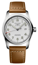 Load image into Gallery viewer, Longines Spirit Automatic Chronometer Stainless Steel Silver Dial Brown Leather Strap Date Mens Watch L3.810.4.73.2