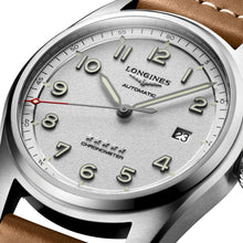 Load image into Gallery viewer, Longines Spirit Automatic Chronometer Stainless Steel Silver Dial Brown Leather Strap Date Mens Watch L3.810.4.73.2