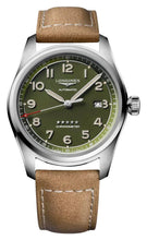 Load image into Gallery viewer, Longines Spirit Automatic COSC Stainless Steel Green Dial Brown Leather Strap Date Mens Watch L3.811.4.03.2