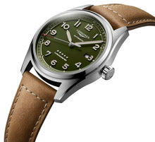 Load image into Gallery viewer, Longines Spirit Automatic COSC Stainless Steel Green Dial Brown Leather Strap Date Mens Watch L3.811.4.03.2