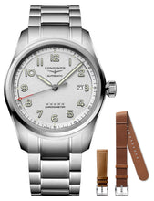 Load image into Gallery viewer, Longines Spirit Prestige Edition Automatic COSC Stainless Steel Silver Dial Interchangeable Brown Leather/NATO Strap Date Mens Watch L3.811.4.73.9