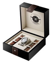 Load image into Gallery viewer, Longines Spirit Prestige Edition Automatic COSC Stainless Steel Silver Dial Interchangeable Brown Leather/NATO Strap Date Mens Watch L3.811.4.73.9