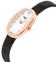Load image into Gallery viewer, Longines Symphonette Rose Gold Black Leather Strap Diamond &amp; Mother-of-Pearl Dial Womens Watch L2.305.8.87.0