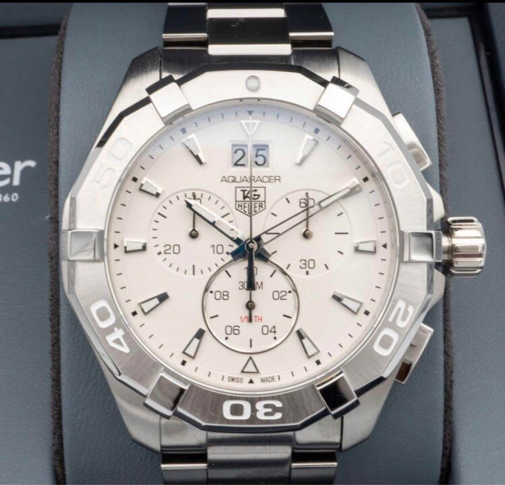 Tag Heuer Aquaracer White Dial Silver Steel Strap Watch for Men - CAY1111.BA0927